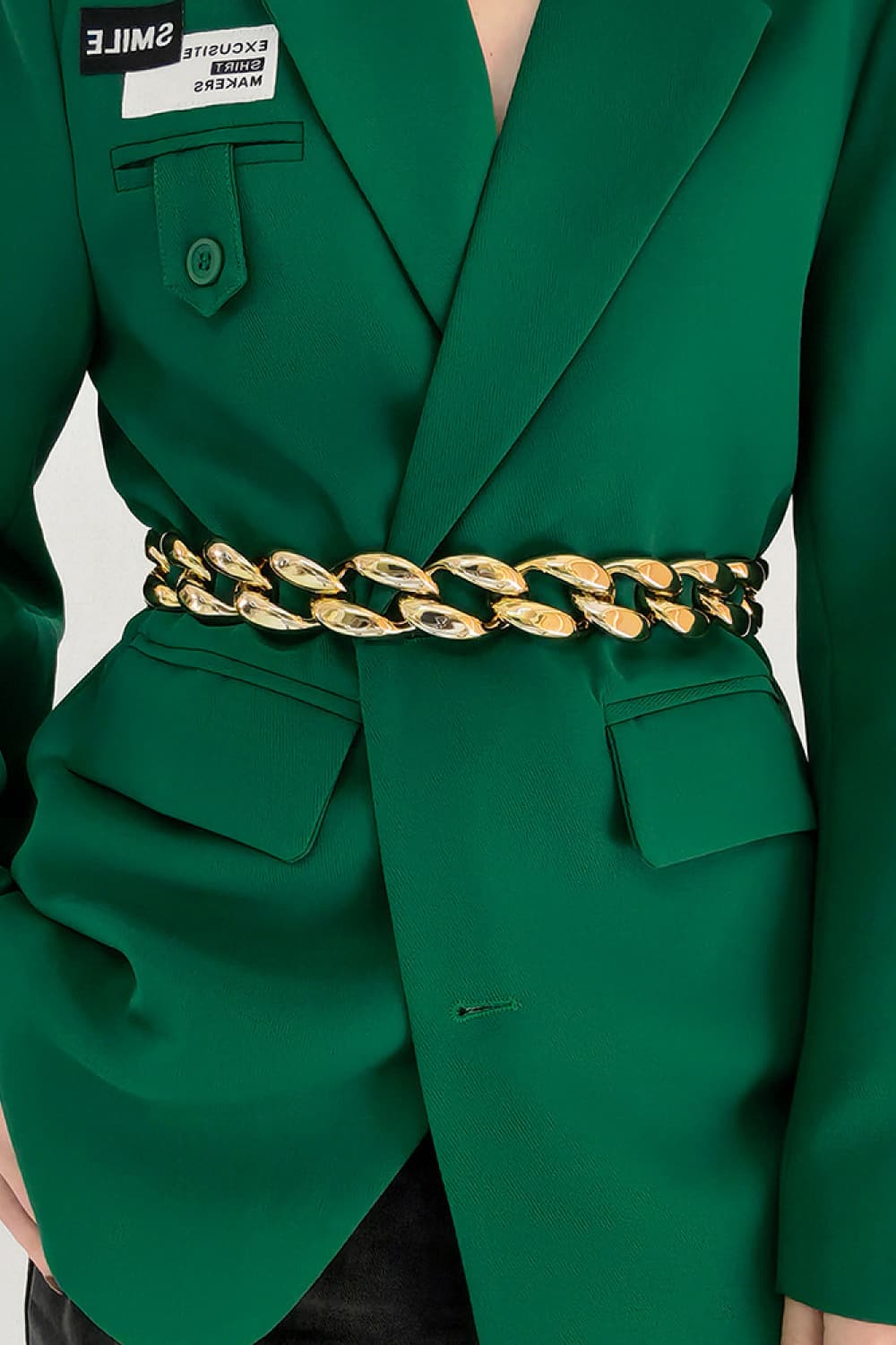 1.2’’ Width Acrylic Curb Chain Belt - Gold / One Size