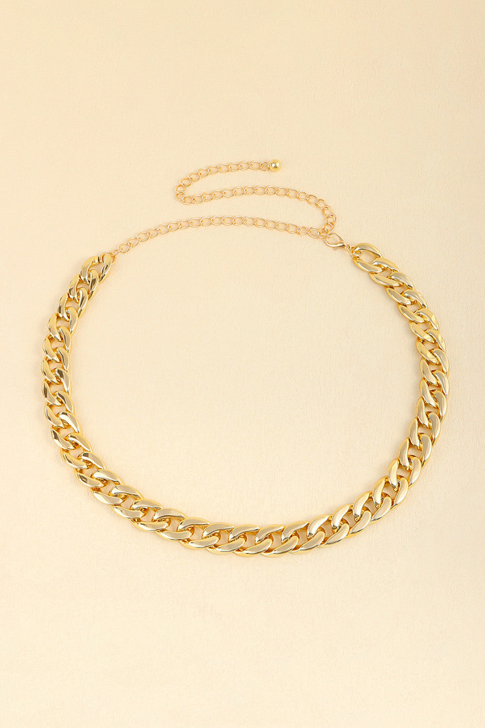 Adjustable Curb Chain Belt - Gold / One Size