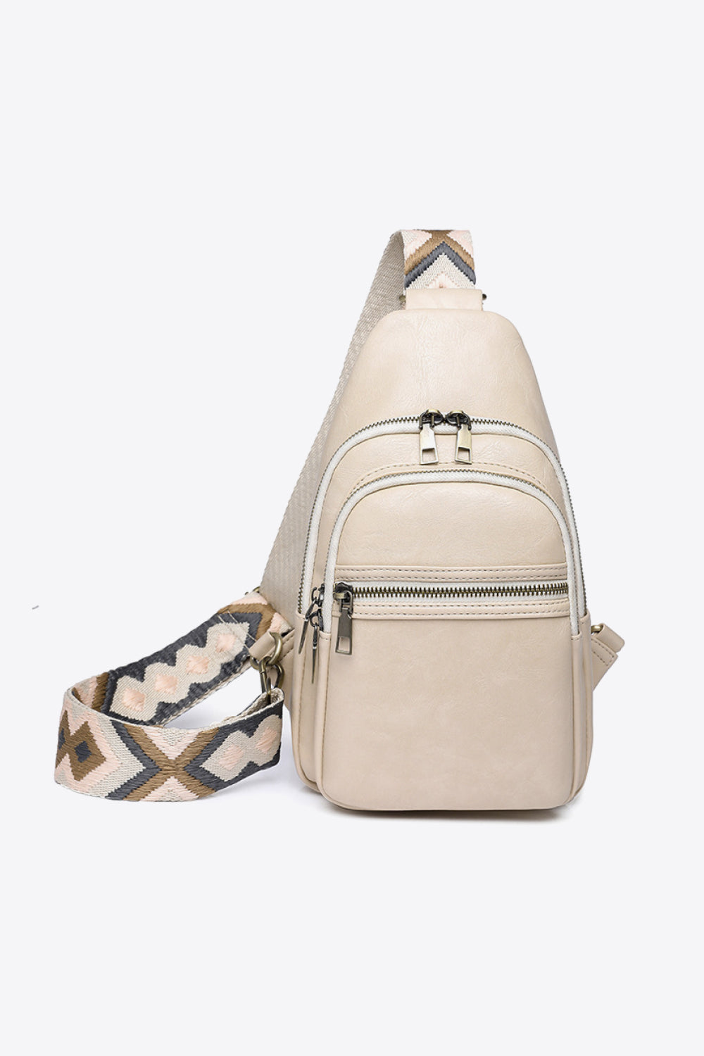 Adored It’s Your Time PU Leather Sling Bag - Cream / One Size