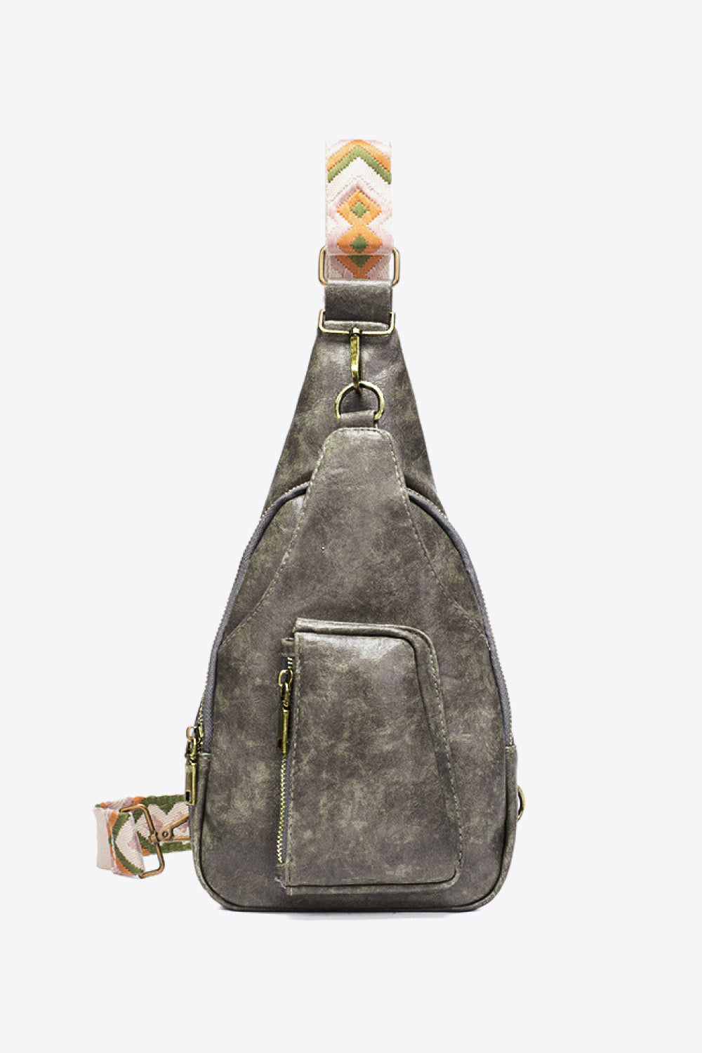All The Feels PU Leather Sling Bag - Gray / One Size
