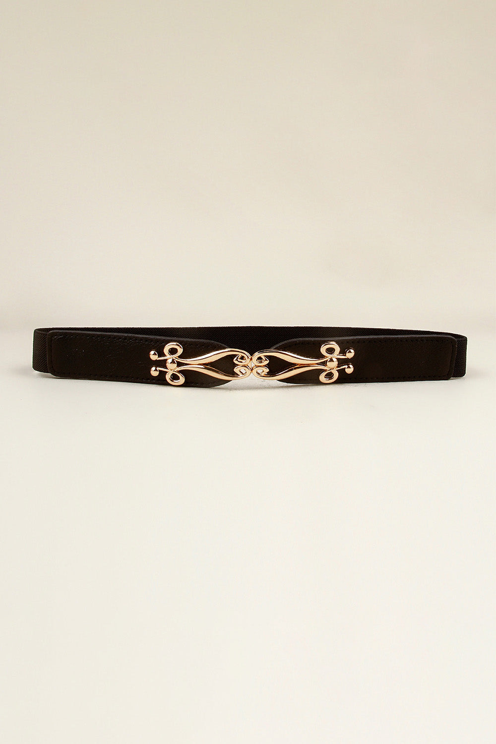 Alloy Buckle Elastic Belt - Black / One Size