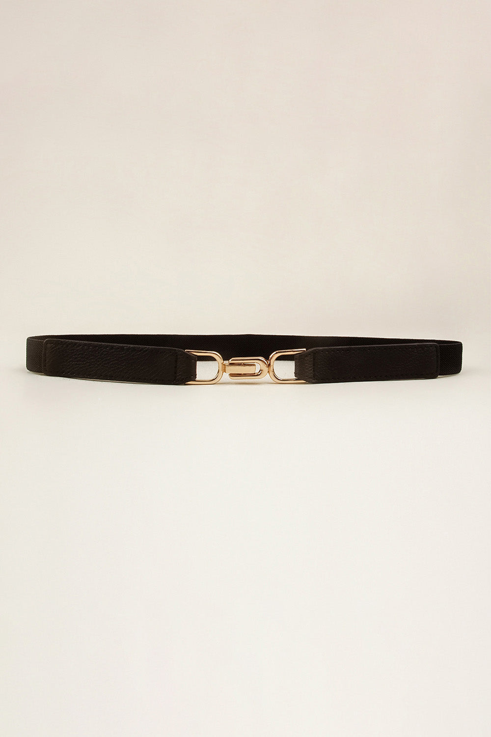Alloy Buckle Elastic Belt - Black / One Size