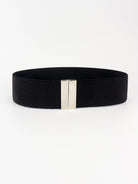 Alloy Buckle Elastic Belt - Black/Silver / One Size