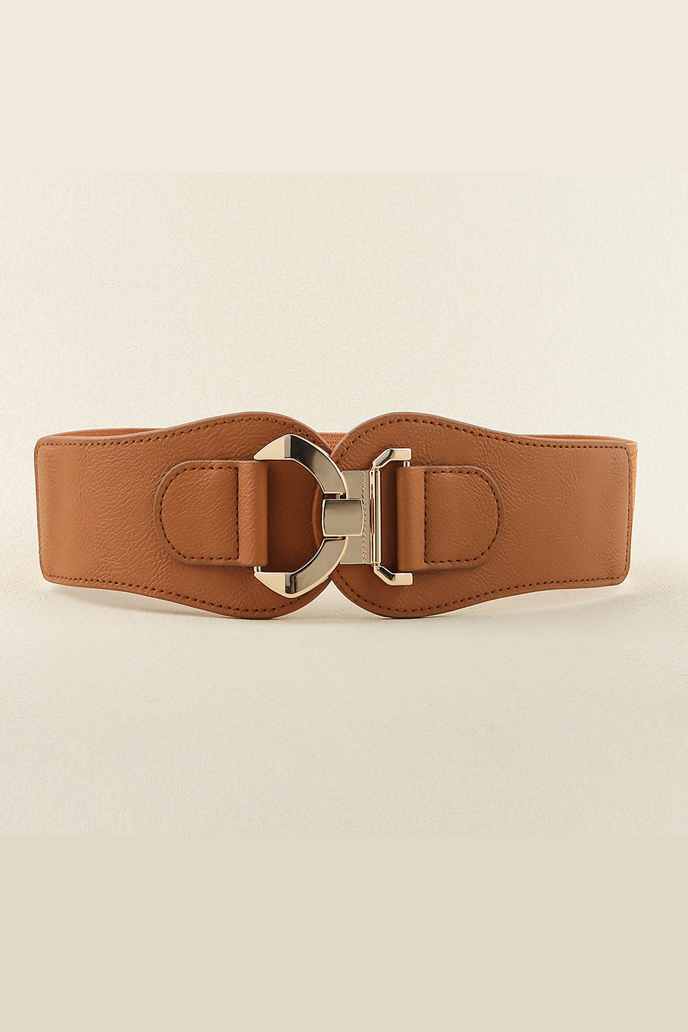 Alloy Buckle Elastic Belt - Caramel / One Size