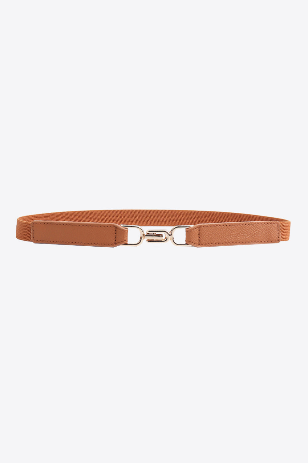 Alloy Buckle Elastic Belt - Caramel / One Size