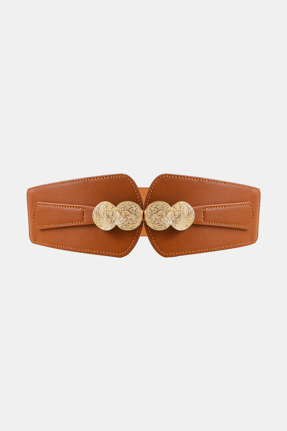 Alloy Buckle Elastic Belt - Caramel / One Size