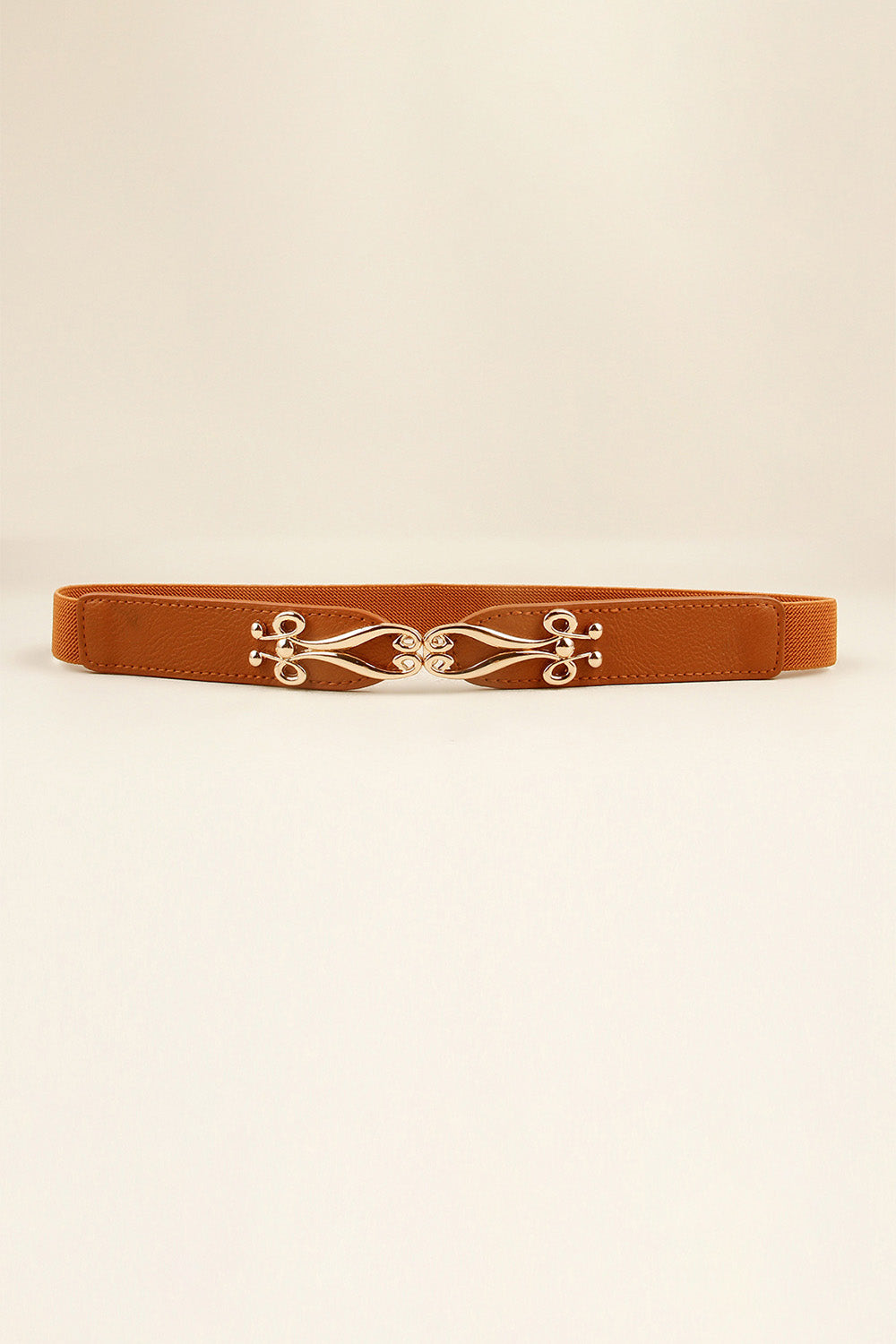 Alloy Buckle Elastic Belt - Caramel / One Size