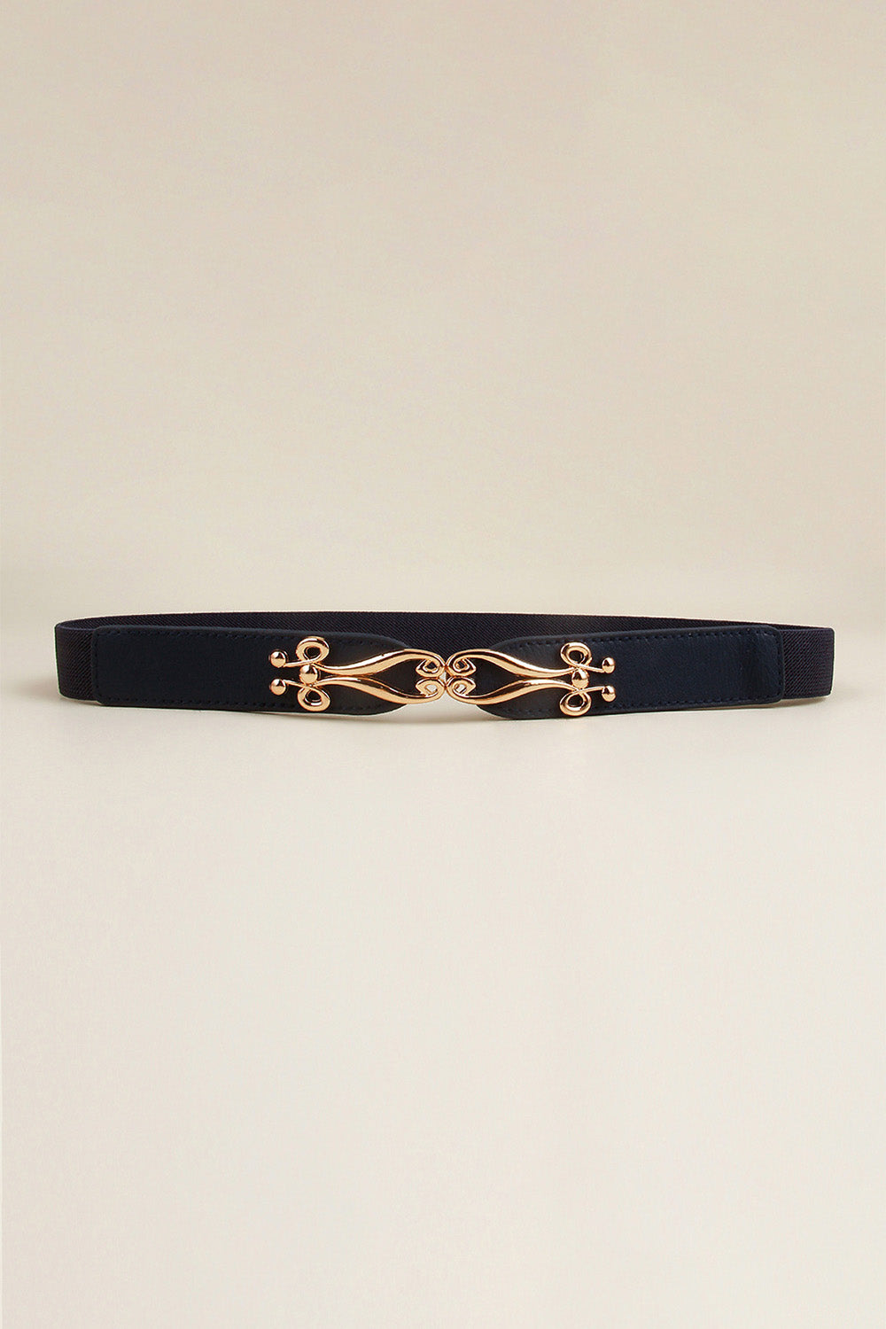 Alloy Buckle Elastic Belt - Dark Blue / One Size