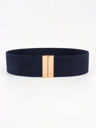 Alloy Buckle Elastic Belt - Dark Navy / One Size