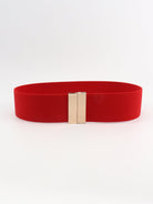 Alloy Buckle Elastic Belt - Deep Red / One Size