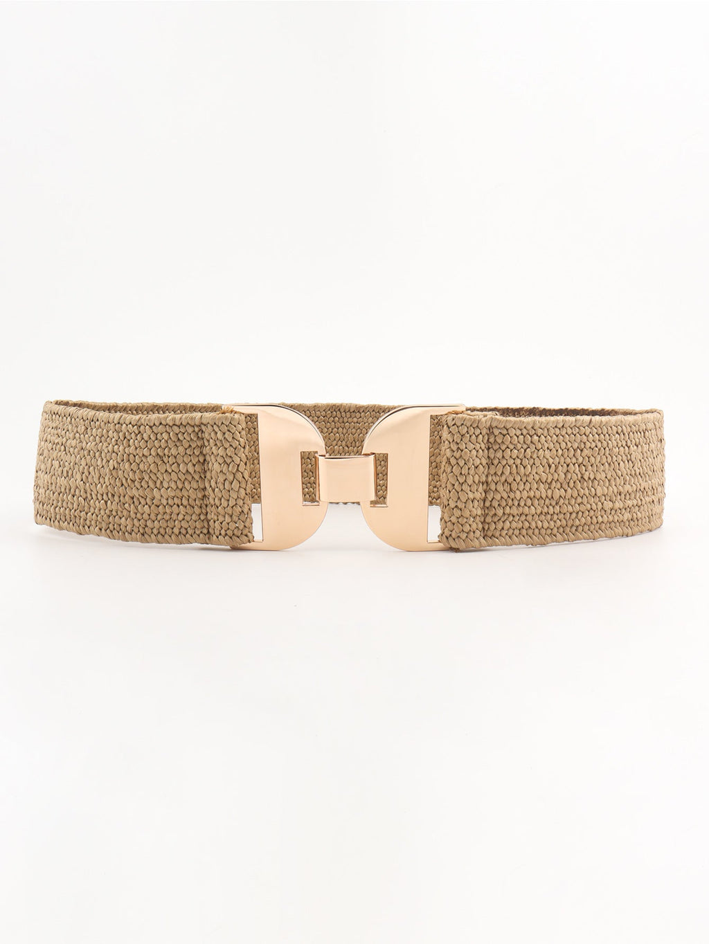 Alloy Buckle Elastic Belt - Khaki / One Size