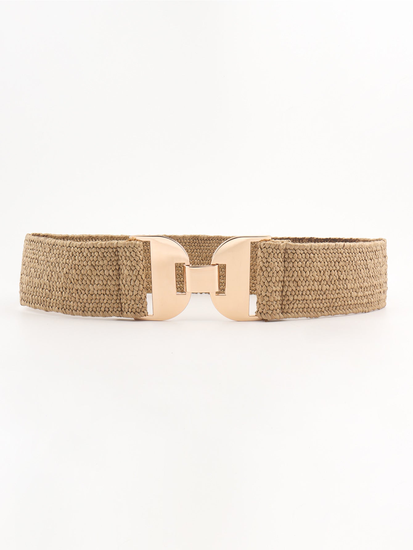 Alloy Buckle Elastic Belt - Khaki / One Size