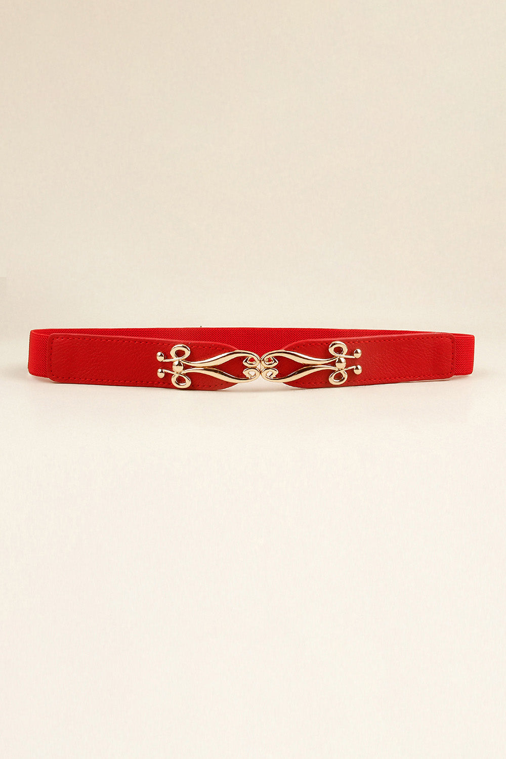 Alloy Buckle Elastic Belt - Red / One Size