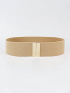 Alloy Buckle Elastic Belt - Tan / One Size