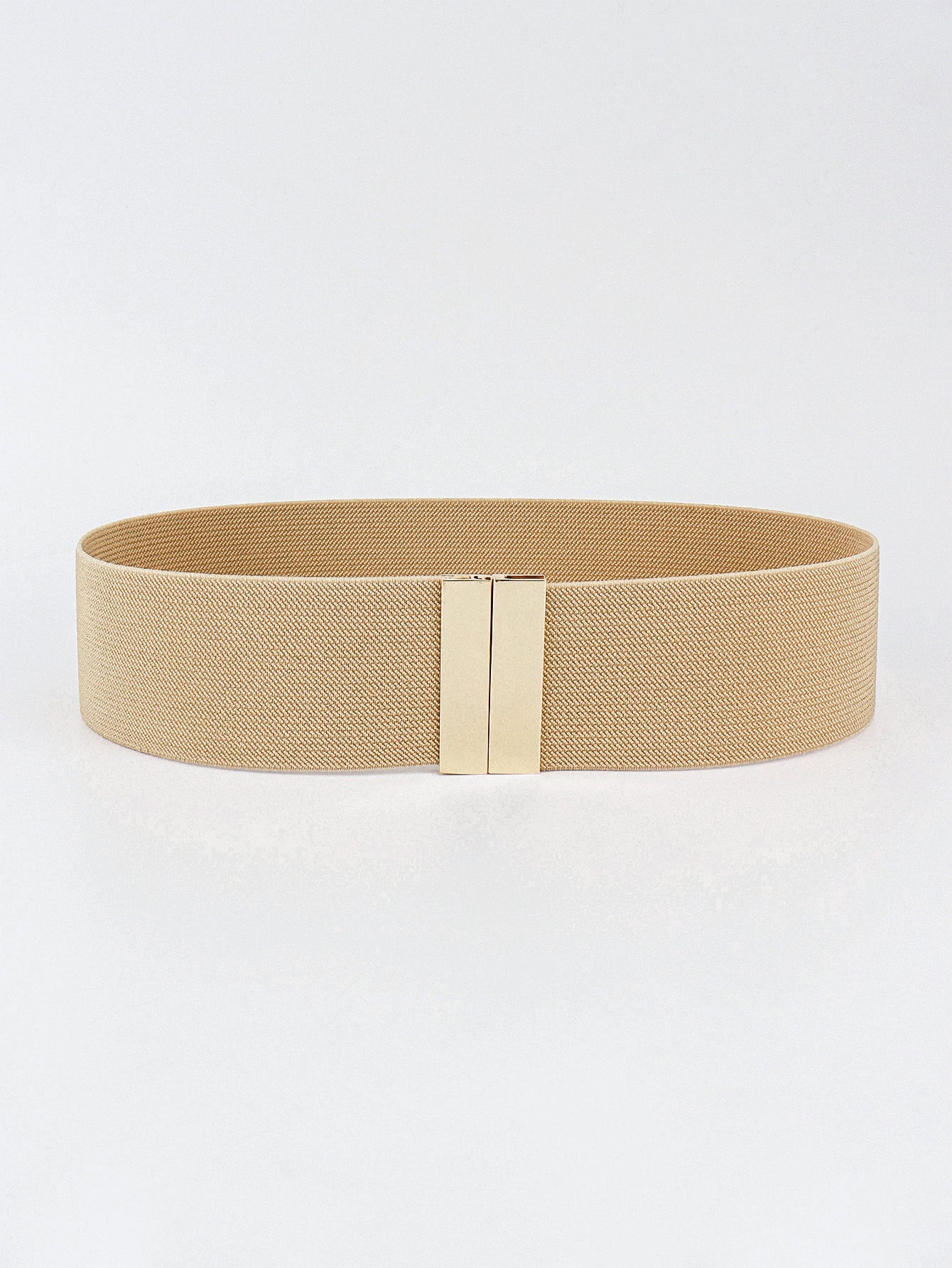 Alloy Buckle Elastic Belt - Tan / One Size