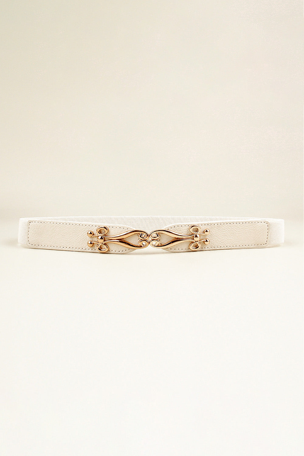 Alloy Buckle Elastic Belt - White / One Size