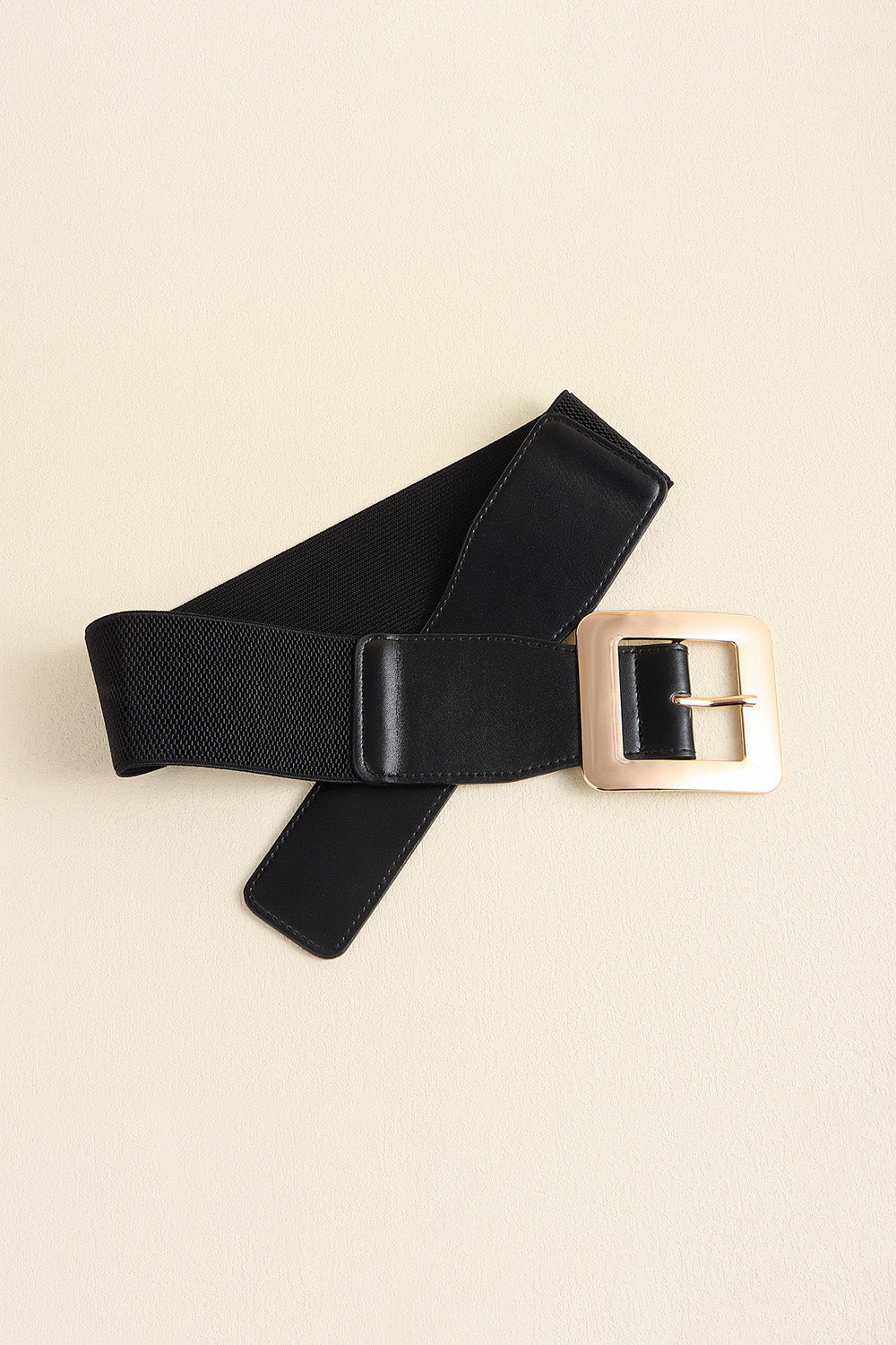 Alloy Buckle PU Leather Belt - Black / One Size