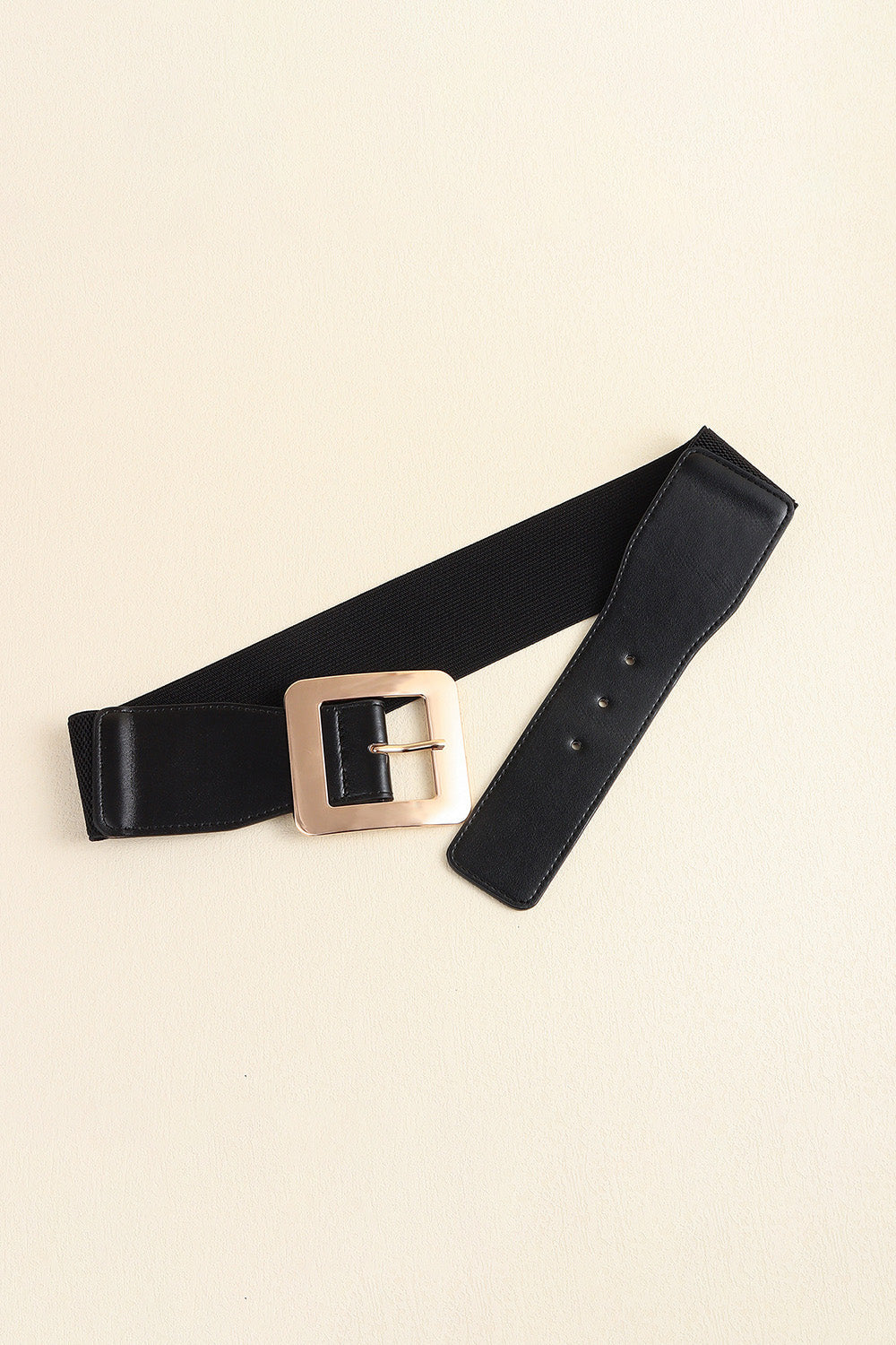 Alloy Buckle PU Leather Belt - Black / One Size