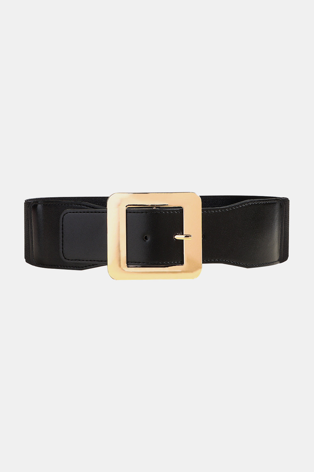 Alloy Buckle PU Leather Belt - Black / One Size