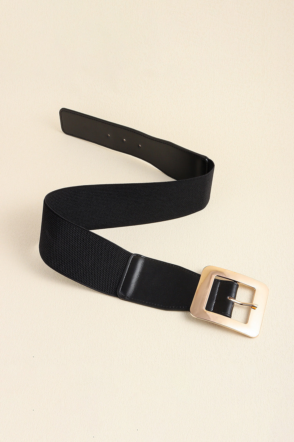 Alloy Buckle PU Leather Belt - Black / One Size