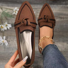 Bow Contrast Trim Point Toe Loafers - Brown / 36(US5)