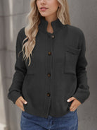 Button Up Long Sleeve Cardigan - Black / S