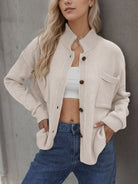 Button Up Long Sleeve Cardigan - Cream / S