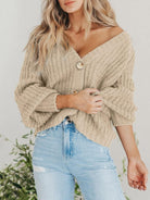 Button Up Long Sleeve Cardigan - Dust Storm / S