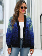 Button Up Long Sleeve Cardigan - Navy / One Size