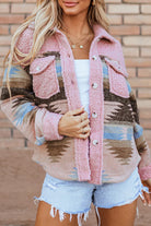 Button Up Long Sleeve Jacket - Dusty Pink / S