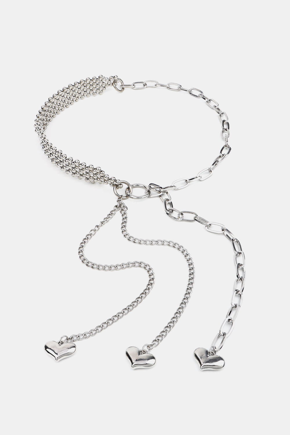 CCB Bead Heart Charm Belt - Silver / One Size