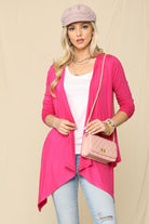 Celeste Full Size Open Front Knit Cardigan - Fuchsia / S