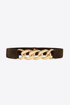 Chain Detail Elastic Belt - Black/Gold / One Size