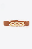 Chain Detail Elastic Belt - Ochre/Gold / One Size