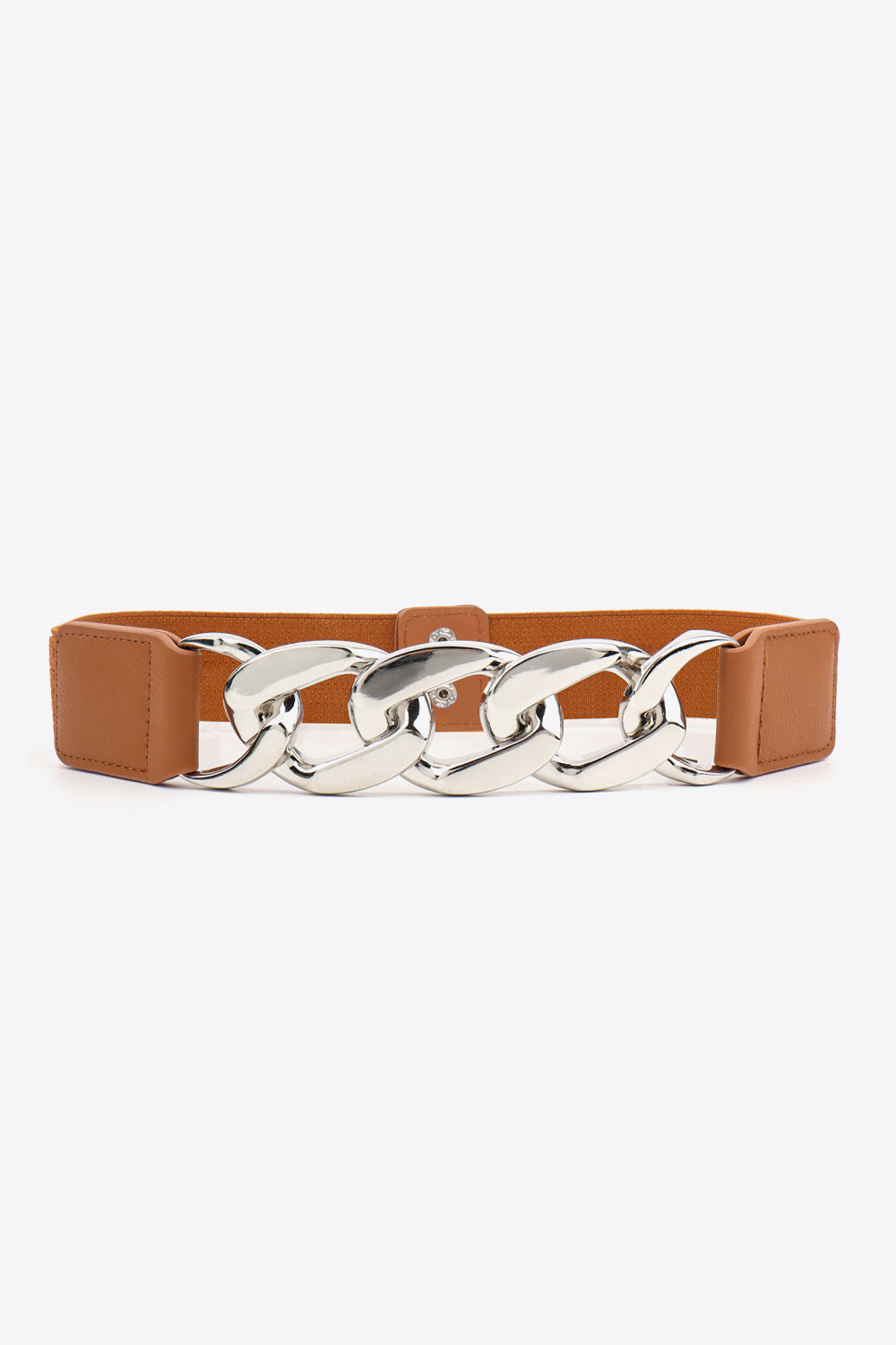 Chain Detail Elastic Belt - Ochre/Silver / One Size