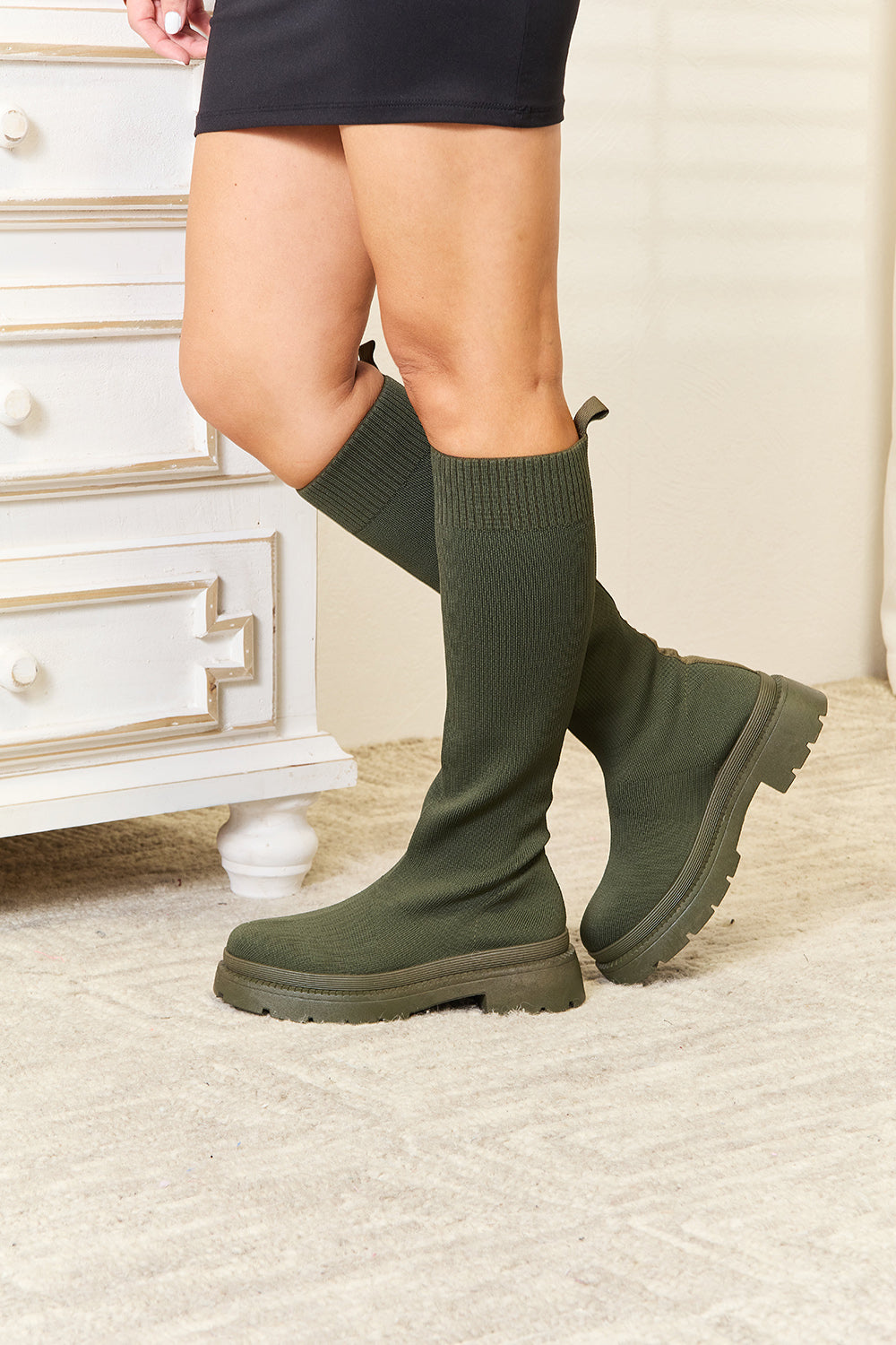 Chunky Knee High Sock Boots