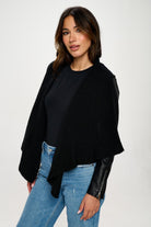 Coalition LA Knit Collared Faux Leather Crop Jacket - Black / S