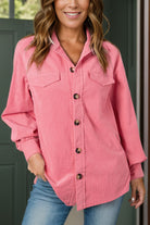 Collared Neck Long Sleeve Shirt - Dusty Pink / S