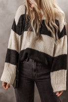 Color Block Round Neck Sweater - Black / S