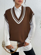 Contrast Trim V-Neck Sweater Vest