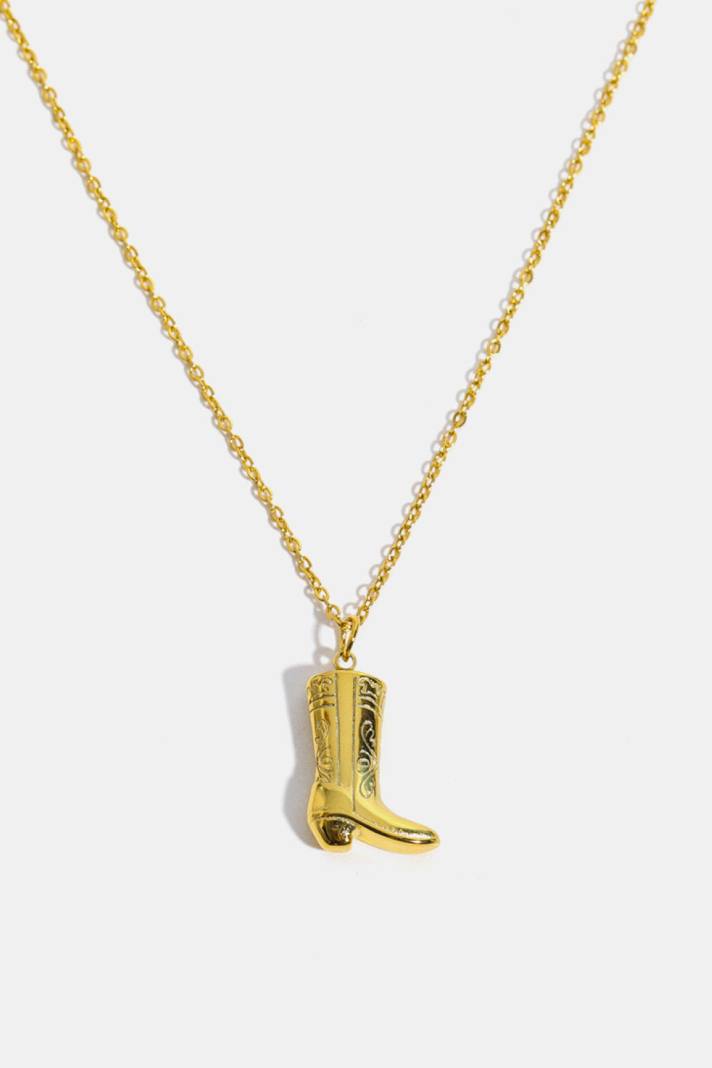 Cowboy Boot Pendant Stainless Steel Necklace - Gold / One Size