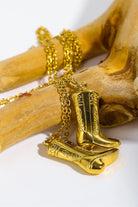 Cowboy Boot Pendant Stainless Steel Necklace - Gold / One Size