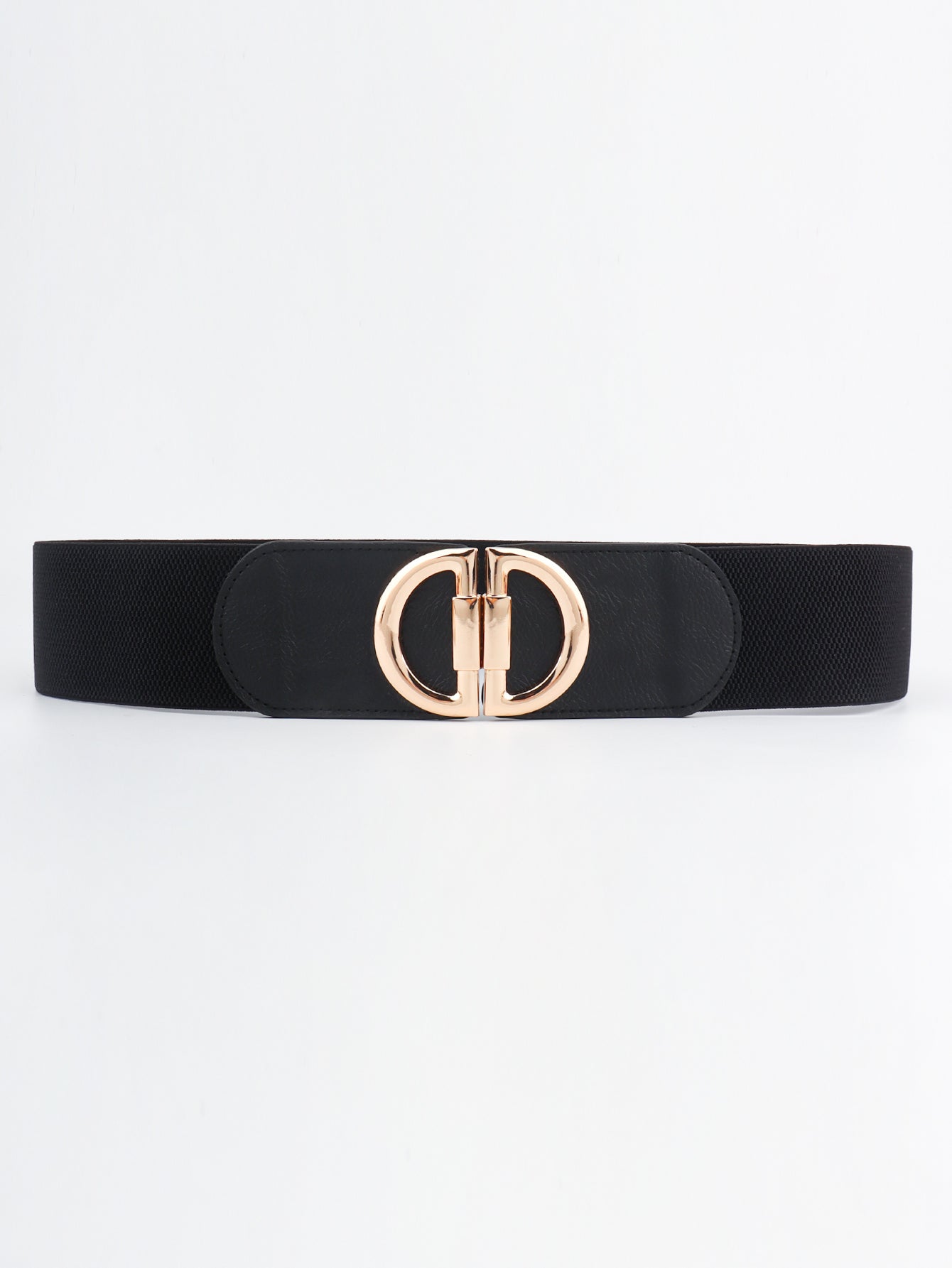 D Buckle Elastic Belt - Black / One Size