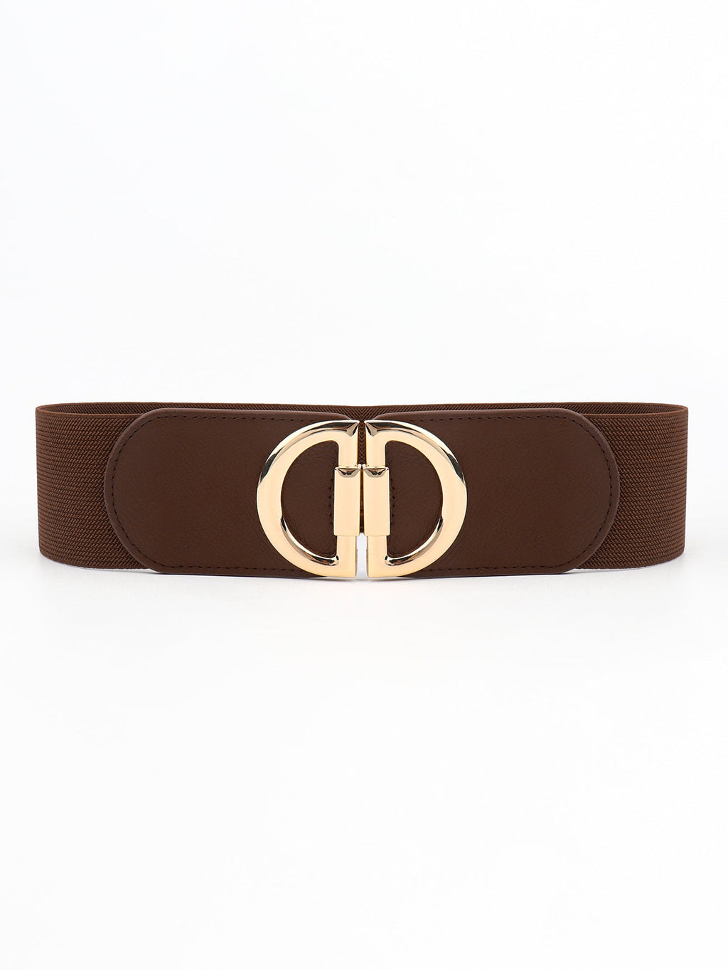 D Buckle Elastic Belt - Brown / One Size