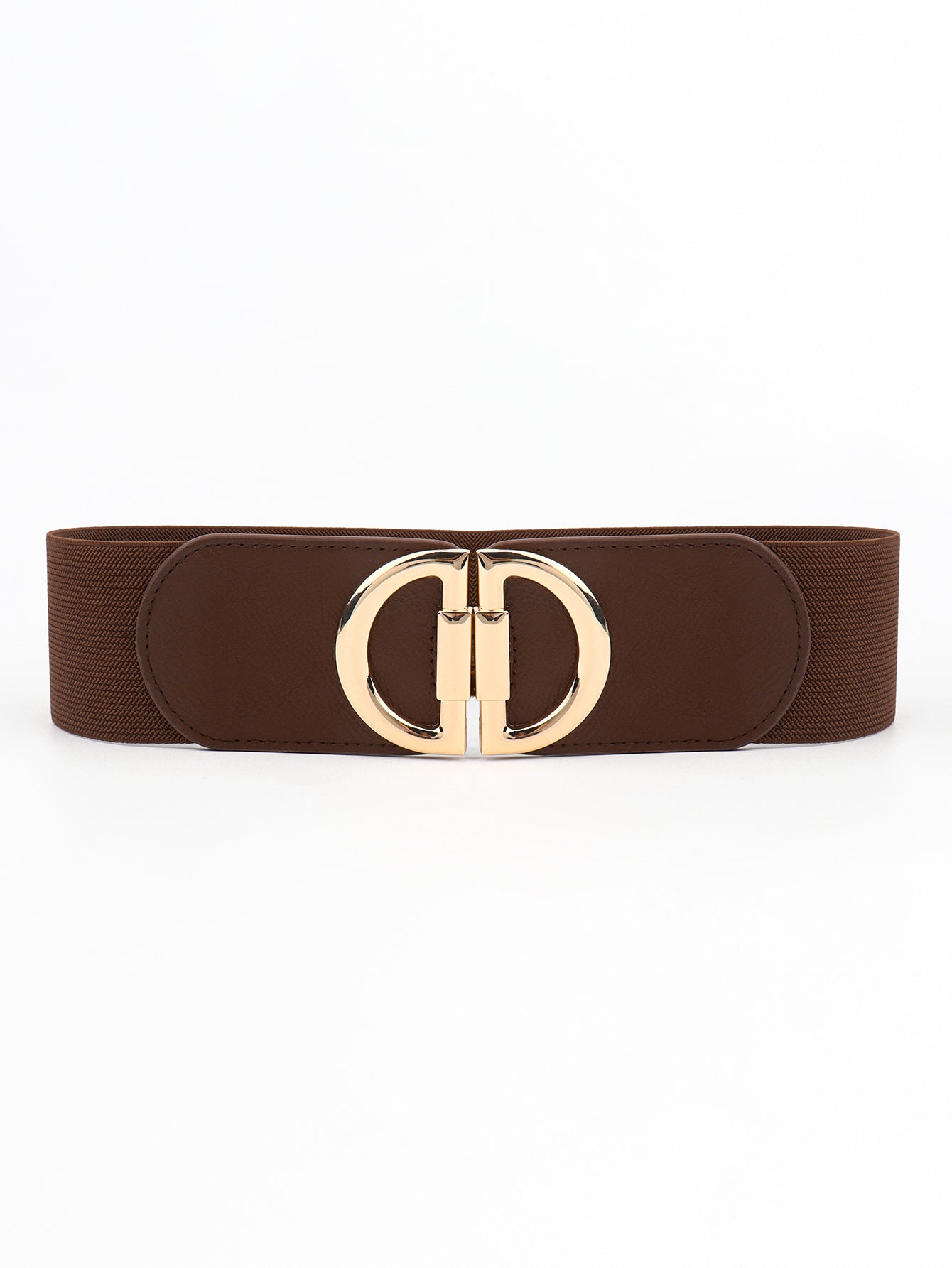 D Buckle Elastic Belt - Brown / One Size