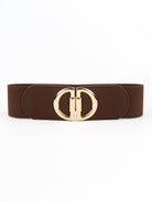 D Buckle Elastic Belt - Brown / One Size