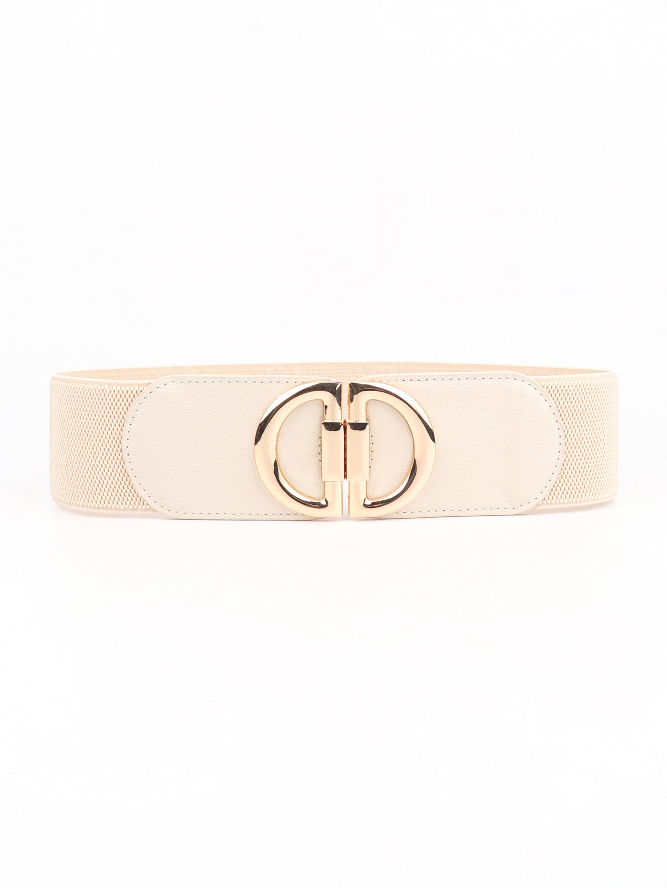 D Buckle Elastic Belt - Cream / One Size