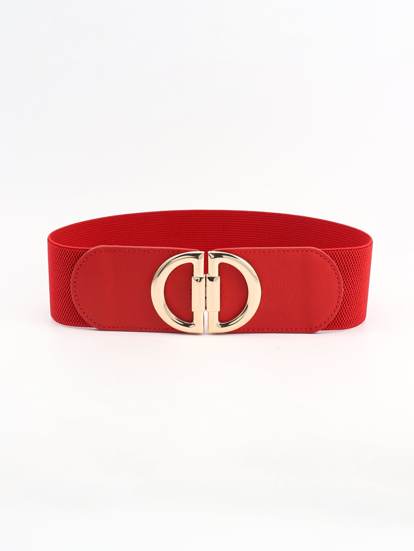 D Buckle Elastic Belt - Red / One Size