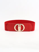 D Buckle Elastic Belt - Red / One Size