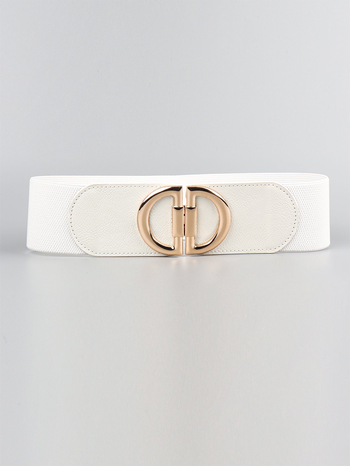 D Buckle Elastic Belt - White / One Size